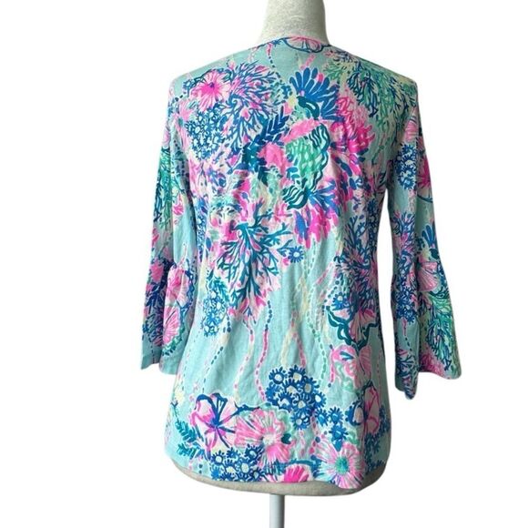 Lilly Pulitzer Ginger Top Floral Green V Neck SZ XXS NWOT - Picture 3 of 13